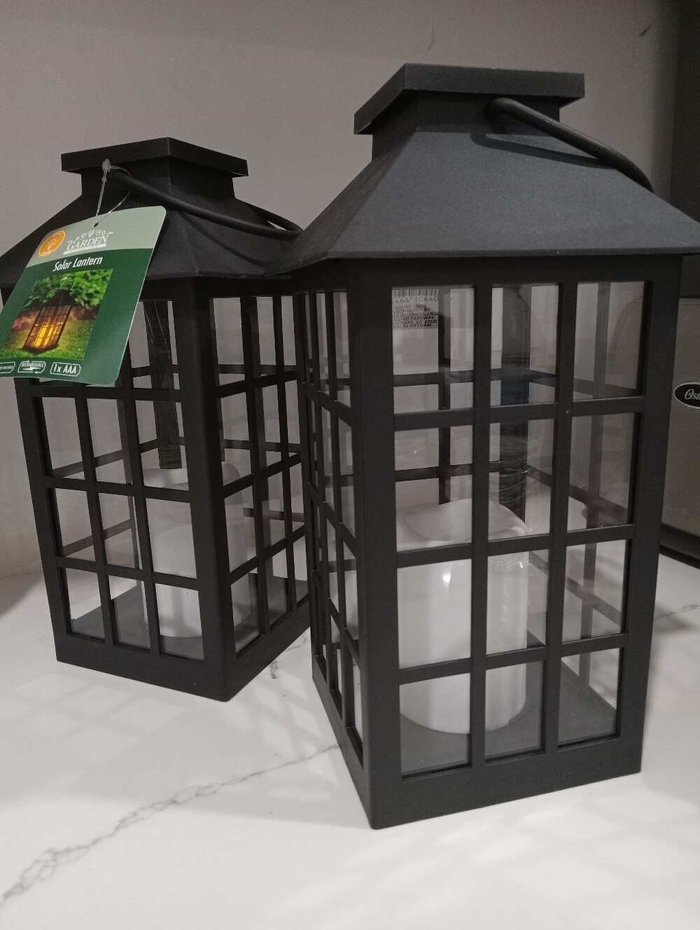 2 Solar Lantern Decorative Outdoor Lantern - Black